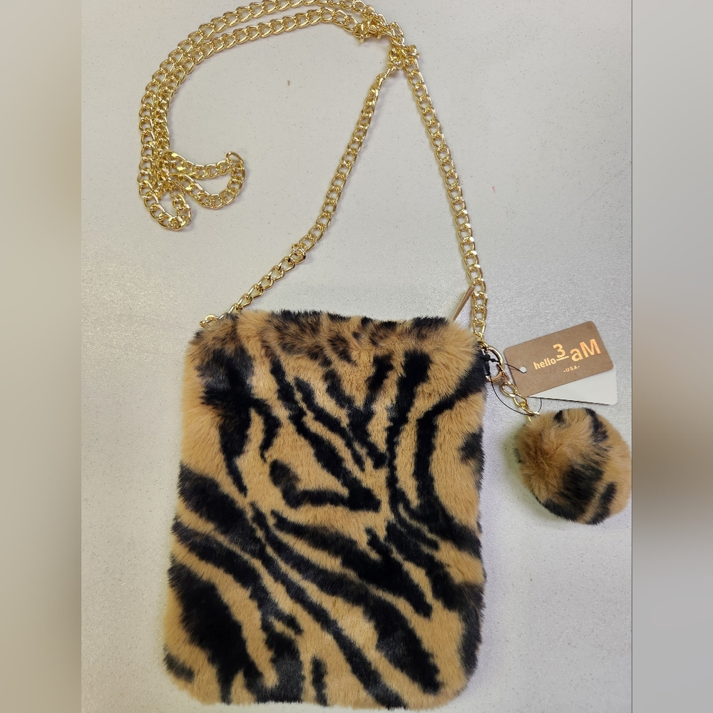 NWT Tiger Print Fur Crossbody - Hello 3am